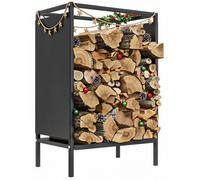Range b?che interieur porte b?che de cheminšŠe support de bois de chauffage pour intšŠrieur extšŠrieur 44x28x65 cm noir