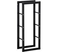 Range b?ches Etagššre porte bois de cheminšŠe porte-b?ches intšŠrieur et extšŠrieur charge max. 100 Kg dim. 40L x 25l x 100H cm mšŠtal noir