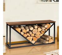 Range bà»ches horizontal DAYTON acier noir design plateau bois vieilli