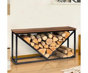 Range bà»ches horizontal DAYTON acier noir design plateau bois vieilli