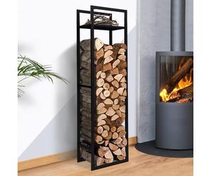 Range bà»ches pour bois de chauffage noir étagère verticale intérieur H.170 CM