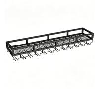 Range Bouteille Vintage Mural Métal Fer Épaissi avec Bande Lumineuse LED | Grille Ajourée, Rampes de Protection Surélevées, Finition Cuite Haute Température, aux Bars, Cafés(Black,47.24x9.84x5.51in)