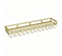Range Bouteille Vintage Mural Métal Fer Épaissi avec Bande Lumineuse LED | Grille Ajourée, Rampes de Protection Surélevées, Finition Cuite Haute Température, aux Bars, Cafés(Gold,47.24x9.84x5.51in)