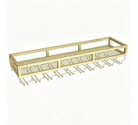 Range Bouteille Vintage Mural Métal Fer Épaissi avec Bande Lumineuse LED | Grille Ajourée, Rampes de Protection Surélevées, Finition Cuite Haute Température, aux Bars, Cafés(Gold,39.37x9.84x5.51in)