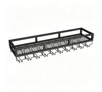 Range Bouteille Vintage Mural Métal Fer Épaissi avec Bande Lumineuse LED | Grille Ajourée, Rampes de Protection Surélevées, Finition Cuite Haute Température, aux Bars, Cafés(Black,39.37x9.84x5.51in)