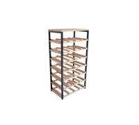Range-Bouteilles - Box and Beyond - 40 x 25 x 78 cm - Métal Noir et Bois - 7 Etagères - Pour 28 Bouteilles