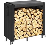 Range Buche Interieur 122×58 5×122cm Rangement Bois Interieur Porte Buche Cheminée Exterieur Panier Buche avec Couverture Noir