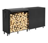 Range Buche Interieur 243 8×58 5×122cm Rangement Bois Interieur Porte Buche Cheminée Exterieur Panier Buche avec Noir