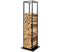 Range Bûche Interieur Extérieur Vertical Réglable avec Étagère Intégrée | Porte-Bûches Métal porte buche interieur pour jardin garage panier Serviteur brasero Cheminée Decorative 33 x32x112cm Noir