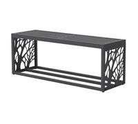 Range-bûches avec banc 2-en-1 - ML-Design - 120x38x43 cm - en acier galvanisé motif branches