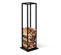 FACILITYS - Range Bûches Intérieur en Acier Noir - Support Bois de Chauffage Vertical 33x33x112 cm - Porte Bûches Cheminée Robuste et Compact - Design Élégant - Etagère Rangement Optimal