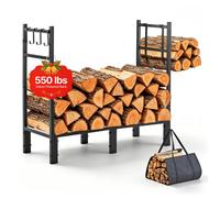 VEVOR Range-bûches d'Intérieur 83x33x79,5 cm Porte-bûches en Métal Noir pour Cheminée, Terrasse, Cour, Charge 250 kg, Structure Acier Carbone, Support à Bois de Chauffage Robuste avec Sac Transport