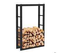 Range-bûches d'intérieur noir - KEKAI - Rack III - 60x25x100 cm - Acier galvanisé - Tubes 40x20 mm - Épaisseur 0 8 mm