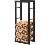 Range-Bûches, Étagère pour Bois de Cheminée Intérieur Extérieur, 100x40x25 cm, Porte-Bûches en Métal, Noir E0UEG0010
