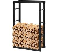 Range-Bûches, Étagère pour Bois de Cheminée Intérieur Extérieur, 100x60x25 cm, Porte-Bûches en Métal, Noir E0UEG0011
