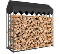 Range bûches extérieur - Outsunny - avec housse de protection 600D Oxford - capacité 1 9 m³ - acier - 186 x 70 x 185 cm - noir