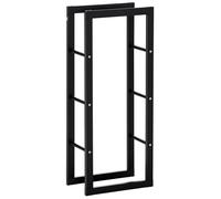 Range bûches - HOMCOM - étagère porte bois cheminée intérieur extérieur 100 kg max - métal - 40x25x100cm - noir