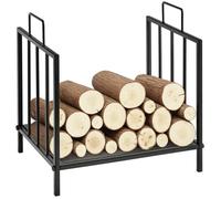 Outsunny Porte-bûches cheminée métal époxy noir 44,5×33×46,5 cm charge 15 kg