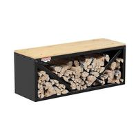 Range Bûches Intérieur Moderne FWR02, Porte-Bûches Design 102 x 40 x 34,5 cm, Support à Bois en Acier Allié Robuste, Stockage Vertical de Bois de Chauffage pour Salon, Cheminée et Poêle, Noir