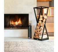 Range-bûches Le Marquier Sablier Noir H 118 cm pour bûches de 40 cm