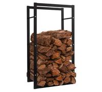 Range-bûches métal carré robuste intérieur extérieur, support bois cheminée design noir stable