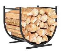 Range-bûches - Outsunny - incurvé robust - pour intérieur et extérieur - cadre en métal - 43 x 33 x 38 cm - noir