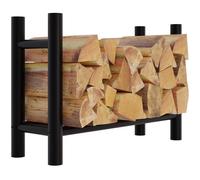 Range bûches support bois de cheminee pour interieur pieds ronds 80x60 cm en metal noir 10_0003571