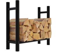 Range bûches support bois de cheminee pour interieur pieds ronds 80x80 cm en metal noir 10_0003572