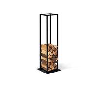 Range bûches vertical acier noir avec étagère H.112 CM pour cheminée