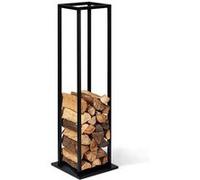 IDMarket Range-bûches vertical en acier noir avec étagère H.112 cm pour cheminée