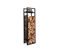 Range bûches vertical acier noir avec étagère H.170 CM pour cheminée