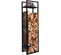 IDMarket – Range-bûches vertical acier intérieur H.170 cm noir avec étagère pour cheminée