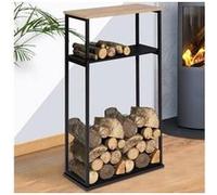 Range bûches vertical large avec étagères 33 x 66 x 112 cm pour cheminée