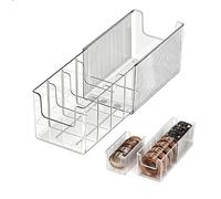 Range Ceinture, Organiseur de Ceinture en Acrylique Rétractable, Présentoir de Ceintures avec 6 Compartiments pour Montres Cravates Bijoux et Accessoires, Séparateurs Modulables