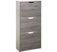 Atmosphera – Meuble range-chaussures Joc – 3 tiroirs effet chêne gris L. 60 x H. 118 cm