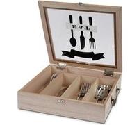Vendos85 Range-couverts bois avec couvercle - Marron