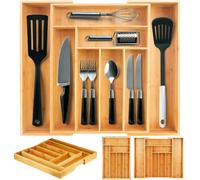 Range-couverts, bambou, 55 cm, 6 à 8 compartiments, lavable au lave-vaisselle, design élégant
