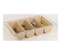 APS Germany Bac à couverts CB674 GN 1/1, rotin et métal, beige, H100 L530 l325 mm