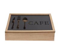 Range-couverts DKD Home Decor Marron Noir Métal Bois MDF Vintage 25 x 18 x 6 cm