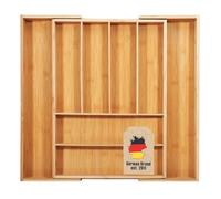 Range-couverts extensible bambou 8 compartiments tiroir 33-50 x 43 x 5 cm organisateur cuisine ustensiles réglable