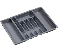 Range-couverts extensible en plastique gris - Dimensions 29-50 cm x 38 x 65 cm