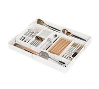 Range-couverts réglable avec 3 à 7 compartiments extensibles, séparateur de tiroir à ustensiles en plastique pour argenterie, couverts et cuisine à (D)