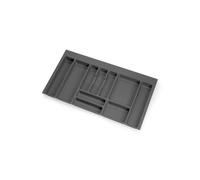 Emuca – Range-couverts Optima 836x482 mm, 10 compartiments, module 90 cm, plastique, gris anthracite