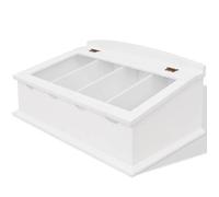 Range-couverts - vidaXL - Baroque - Blanc - 4 compartiments - Couvercle en verre