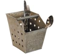 Range couverts - Zinc - 13,3x18x16cm - Pratique pour ranger et égoutter les couverts