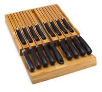 Range de couteaux à insérer dans un tiroir, organisateur de couteaux en bambou, système de rangement pour couteaux de cuisine pour 16 couteaux. Solidchoice : un emplacement pour votre aiguiseur de cou