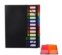 Range Document Bureau A4, Classeur Extensible à 24 Pochettes Colorées, Plastique Trieur Accordéon, Document Organiseur Rangement Papier Administratif avec Élastique pour L'école et Bureau (Noir)