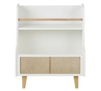 Range-livres blanc et cannage rotin 60x72x32cm Blanc