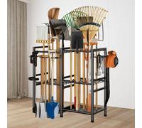 Range-outils de jardin - Étagère mobile pour outils de jardin, organisateur de pelouse, rangement garage - 3 niveaux en métal - Sur roulettes - Pour abri et garage