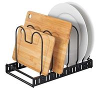 Rangement de placard cuisine - Support pour assiettes et couvercles - Noir